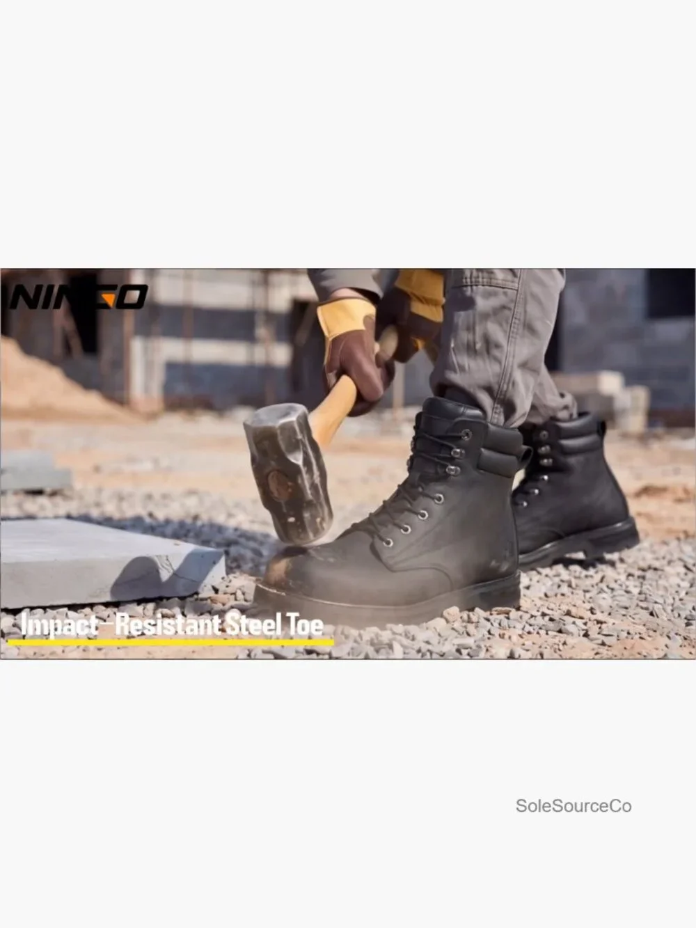 Steel Toe Work Boots, Water Resistant Leather Safety Construction Boots, Non